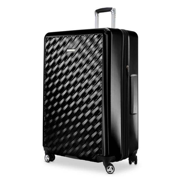 variant:41415698251853 RBH Melrose Hardside Large Checked Spinner Luggage Black