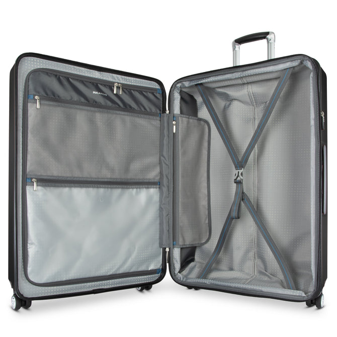variant:41415698251853 RBH Melrose Hardside Large Checked Spinner Luggage Black