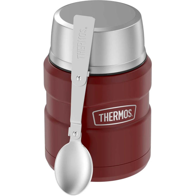 variant:41903167733837 16 oz. Stainless Steel Food Jar w Folding Spoon Matte Red