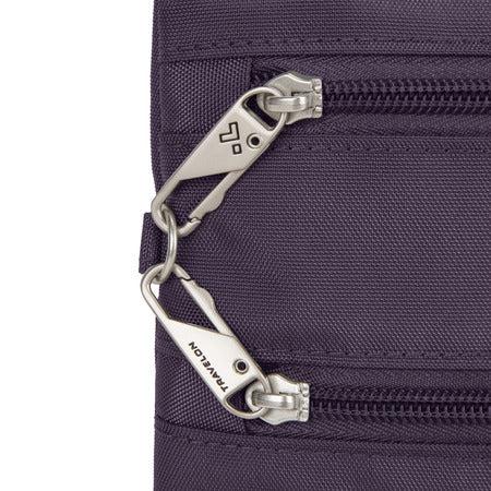 variant:41415644840013 travelon Slim Double Zip Crossbody purple