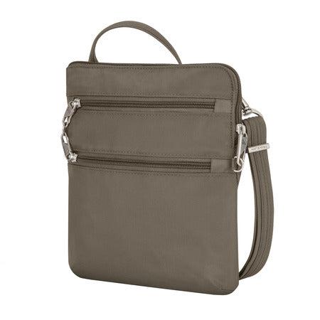 variant:41415644938317 travelon Slim Double Zip Crossbody nutmeg