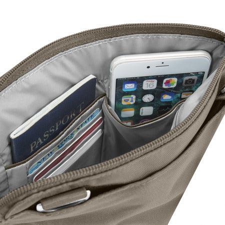 variant:41415644938317 travelon Slim Double Zip Crossbody nutmeg