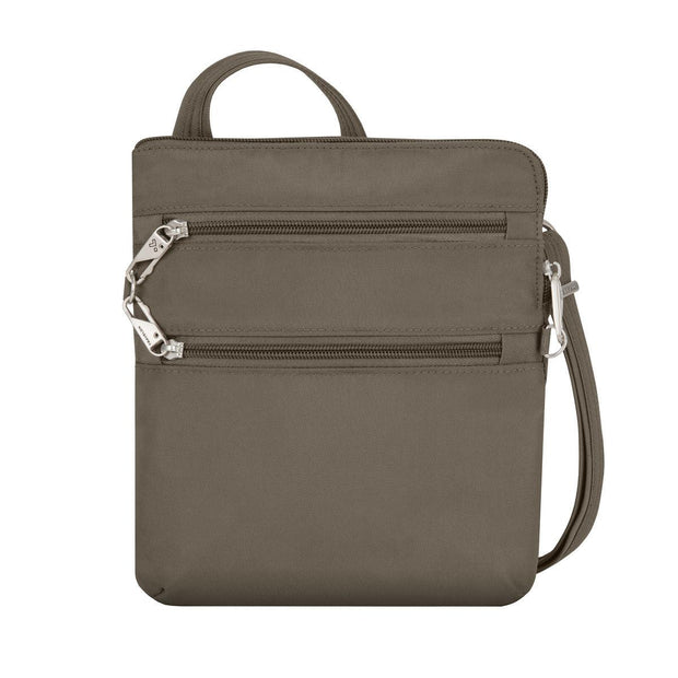 variant:41415644938317 travelon Slim Double Zip Crossbody nutmeg