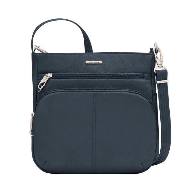 variant:41415644872781 travelon Slim Double Zip Crossbody midnight