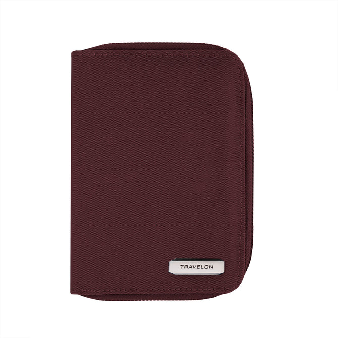 variant:41415646052429 travelon RFID Blocking Passport Zip Wallet Bordeaux