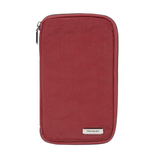 variant:41415645331533 travelon RFID Blocking Family Passport Zip Wallet poppy