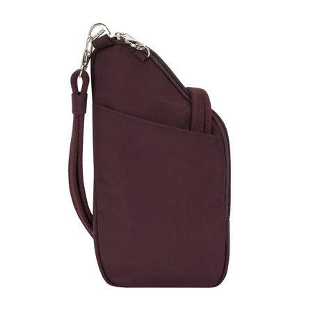 variant:41415647952973 travelon Anti-Theft Essentials Mini Asymmetric Crossbody dark bordeaux