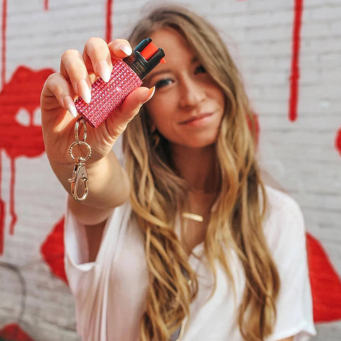 Pink Rhinestones Pepper Spray