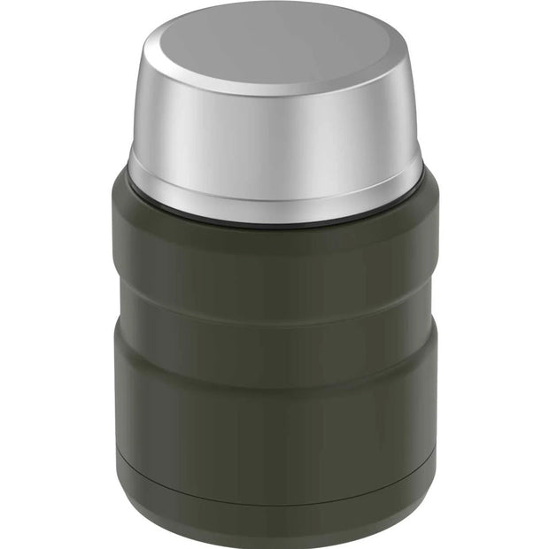 variant:41903167766605 16 oz. Stainless Steel Food Jar w Folding Spoon Matte Army Green