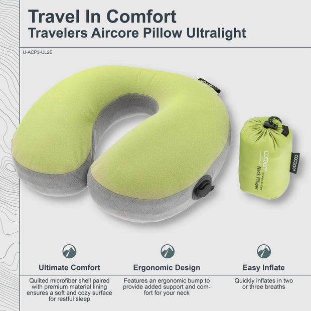 variant:41415735050317 Cocoon ERGO AirCore Pillow Ultralight U Shaped Wasabi