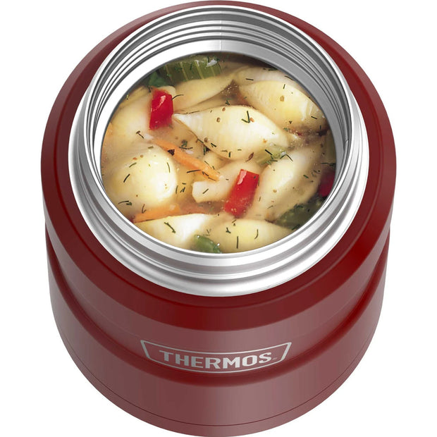 variant:41903167733837 16 oz. Stainless Steel Food Jar w Folding Spoon Matte Red