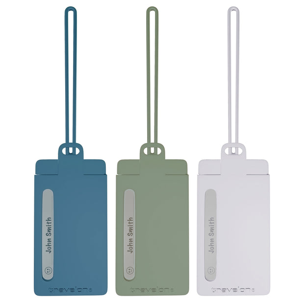 variant:41857861877837 Travelon Set of 3 Silicone Privacy Luggage Tags Cool Tones