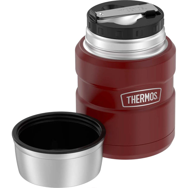 variant:41903167733837 16 oz. Stainless Steel Food Jar w Folding Spoon Matte Red