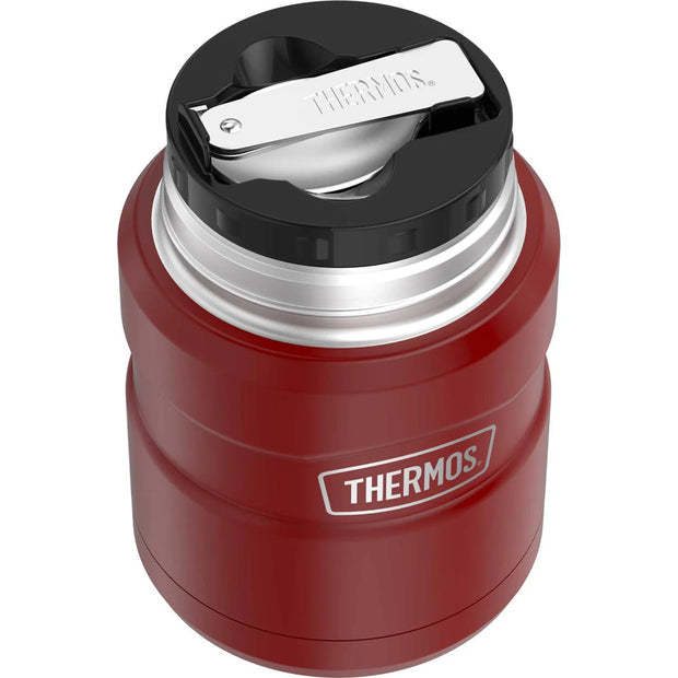 variant:41903167733837 16 oz. Stainless Steel Food Jar w Folding Spoon Matte Red
