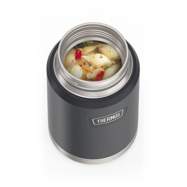 variant:41903142633549 24 oz Stainless Steel Food Jar w/ Spoon Granite