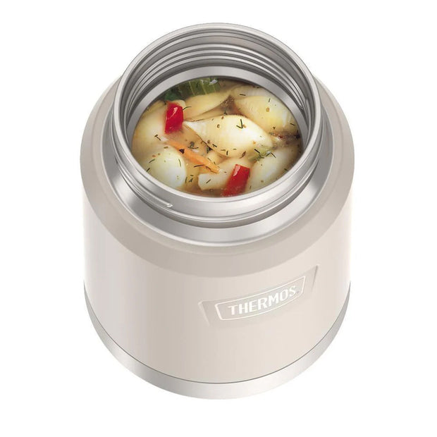variant:41903143157837 16 oz Stainless Steel Food Jar w/ Spoon Sandstone