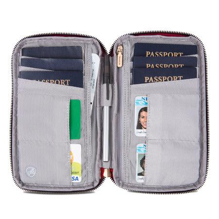 variant:41415645331533 travelon RFID Blocking Family Passport Zip Wallet poppy