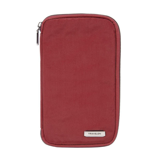 variant:41415645331533 travelon RFID Blocking Family Passport Zip Wallet poppy