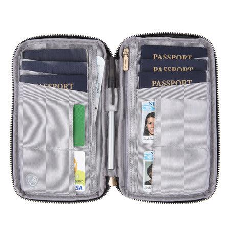 variant:41415645298765 travelon RFID Blocking Family Passport Zip Wallet black