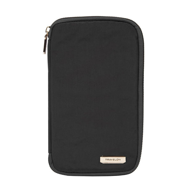 variant:41415645298765 travelon RFID Blocking Family Passport Zip Wallet black