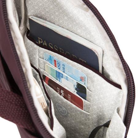 variant:41415647952973 travelon Anti-Theft Essentials Mini Asymmetric Crossbody dark bordeaux