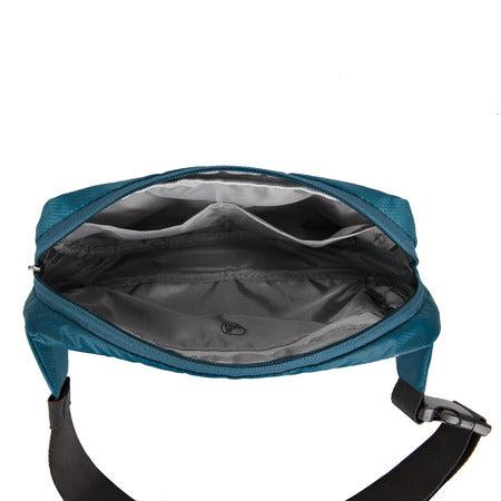 variant:41415628390477 travelon World Travel Essentials Convertible Sling/Waist Pack Peacock Teal