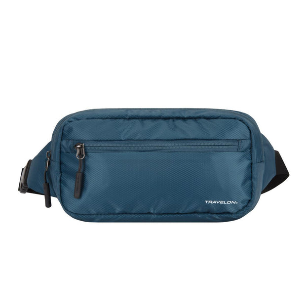 variant:41415628390477 travelon World Travel Essentials Convertible Sling/Waist Pack Peacock Teal