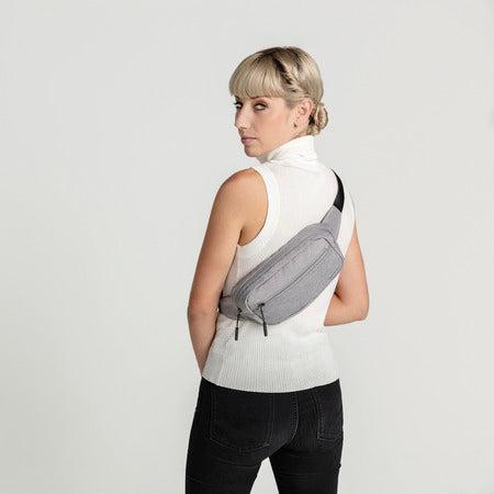 variant:41415628456013 travelon World Travel Essentials Convertible Sling/Waist Pack Gray Heather