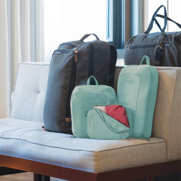 variant:41415695269965 Travelon Set of 3 Packing Cubes - Mint Green
