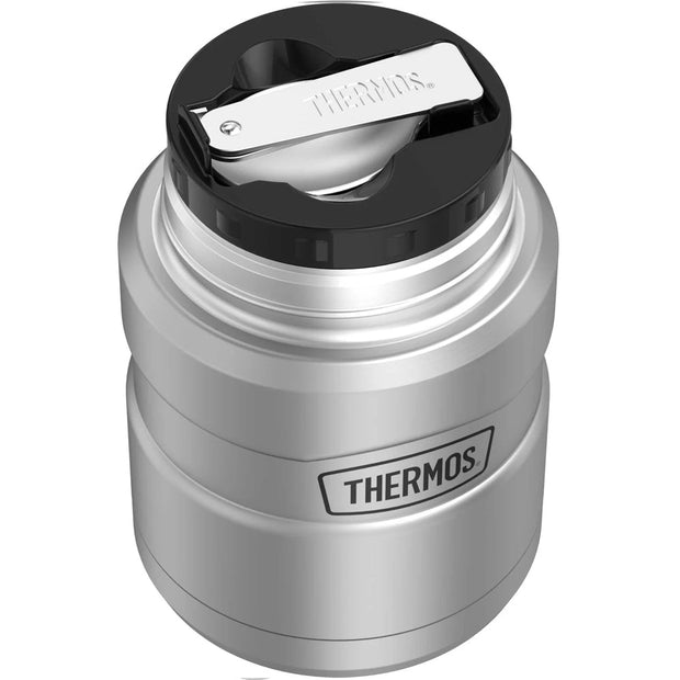 variant:41903167799373 16 oz. Stainless Steel Food Jar w Folding Spoon Matte Stainless Steel 