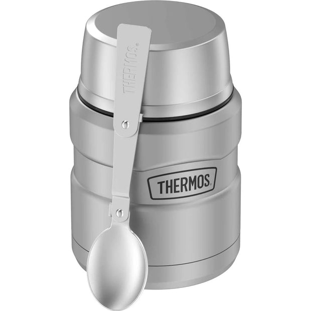 variant:41903167799373 16 oz. Stainless Steel Food Jar w Folding Spoon Matte Stainless Steel 