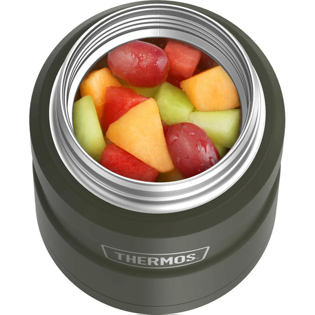 variant:41903167766605 16 oz. Stainless Steel Food Jar w Folding Spoon Matte Army Green