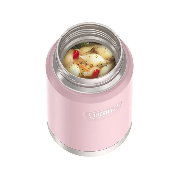 variant:41903142600781 24 oz Stainless Steel Food Jar w/ Spoon Sunset Pink