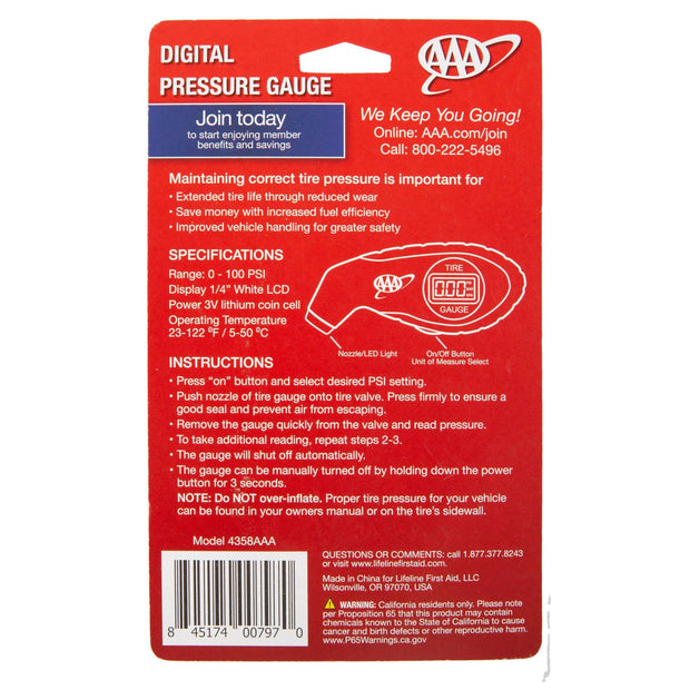 AAA.com | Lifeline AAA Digital Tire Gauge
