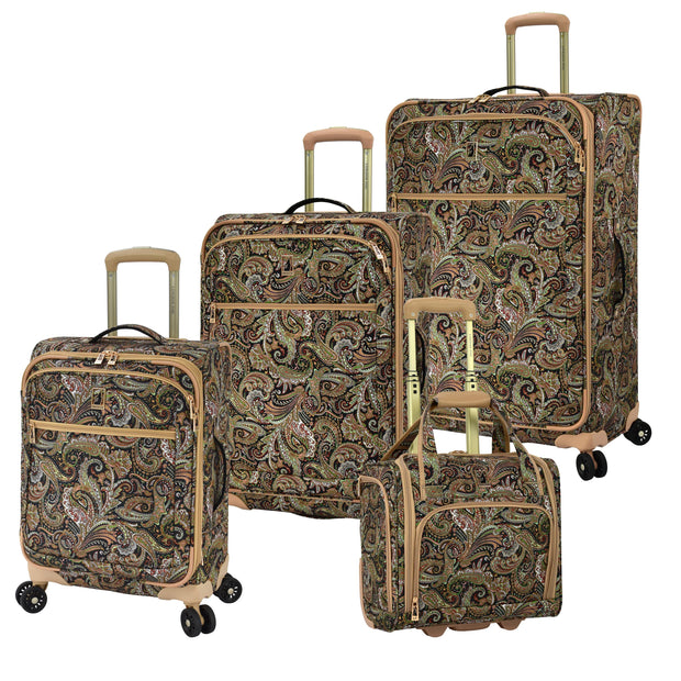 variant:42159014248525 London Fog 
Mayfair Softside Medium Checked Luggage Black And Sand Paisley
