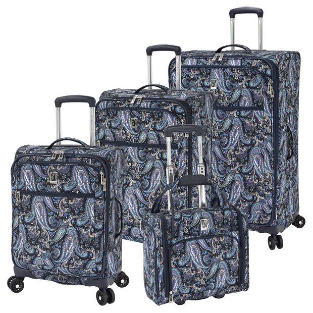 variant:42159014215757 London Fog 
Mayfair Softside Medium Checked Luggage Navy And White Paisley