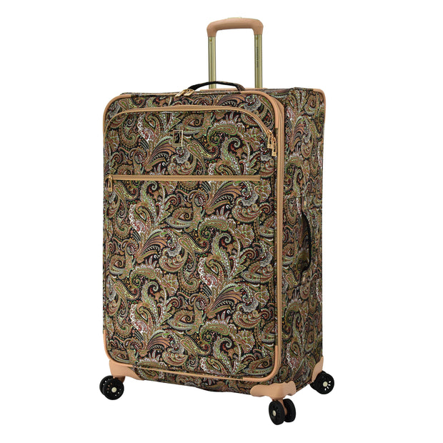 variant:42159016673357 London Fog Mayfair Softside Large Checked Luggage Black And Sand Paisley