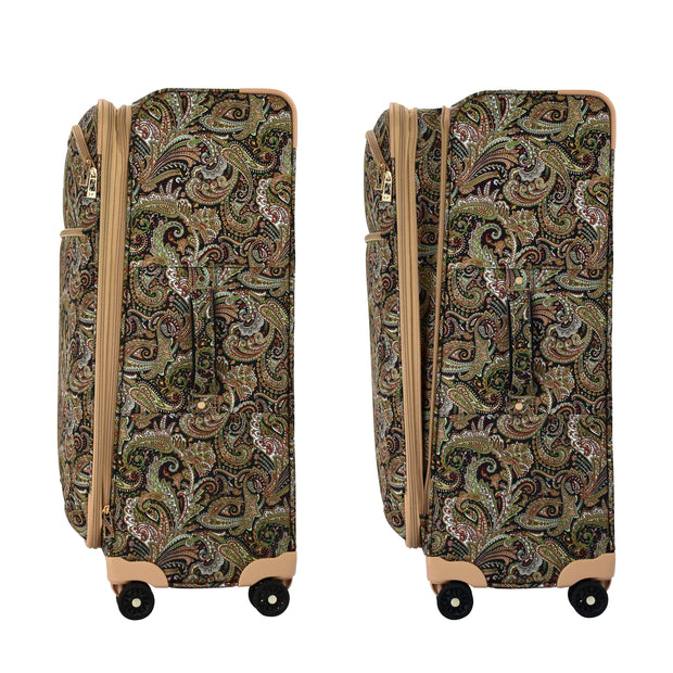 variant:42159014248525 London Fog 
Mayfair Softside Medium Checked Luggage Black And Sand Paisley