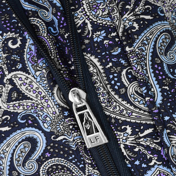 variant:42159014215757 London Fog 
Mayfair Softside Medium Checked Luggage Navy And White Paisley