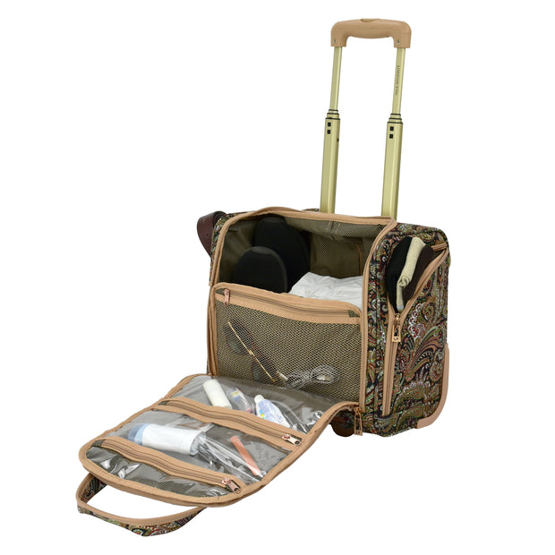 variant:42159016673357 London Fog Mayfair Softside Large Checked Luggage Black And Sand Paisley