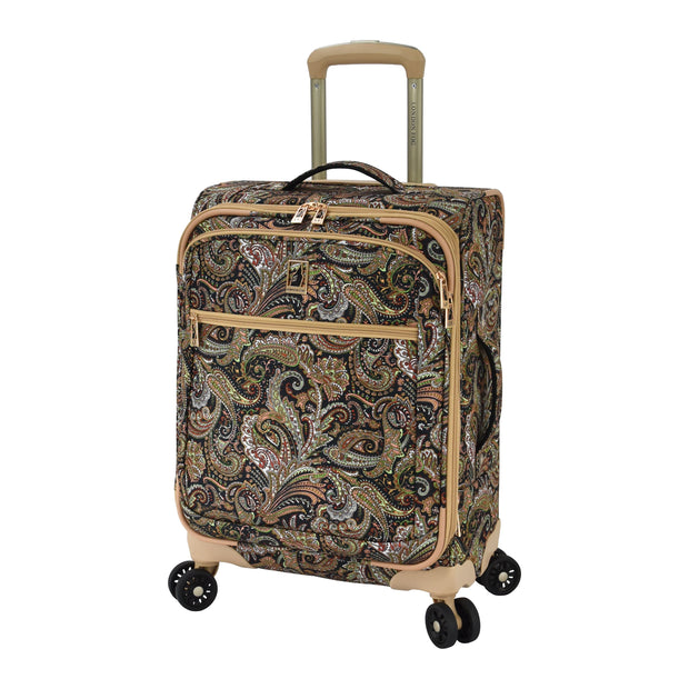 variant:42159012249677 London Fog Mayfair Softside Carry-On Luggage Black And Sand Paisley