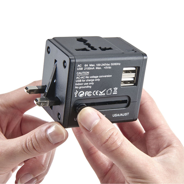 Smooth Trip International Adapter Cube with Dual USB Chargers