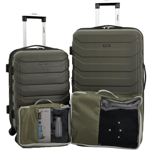 variant:41415690944589 Wrangler Durham 4 Piece Hardside Luggage Set Green